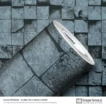 Adesivo Pedras Cubo 3D Cinza Lunar 0,60 x 10mts