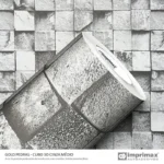 Adesivo Pedras Cubo 3D Cinza Medio 0,60 x 10mts