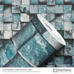 Adesivo Pedras Cubo 3D Azul Coral 0,60 x 10mts