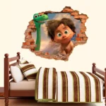 Adesivo de Parede Buraco Falso 3D O Bom Dinossauro 02 122cm x 100cm