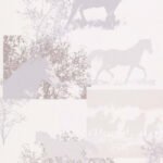 Papel de parede Les Aventures 3 11101706 Cavalos Tom Branco Cinza e Bege