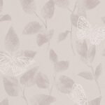 Papel de Parede Vinílico Life 4 304322 Folhas e Borboletas com leve brilho Tom de Cinza e Branco