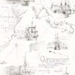 Papel de Parede Infantil Les Aventures 3 51136809 Navio / Mapas Tom Branco e Bege