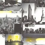 Papel de parede Les Aventures 3 51161502 New York City Tons de Cinza, Preto e Amarelo