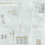 Papel de parede Les Aventures 3 51165209 Teenager / Escritas e Números Tons de Cinza Prata e Dourado