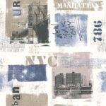 Papel de parede Les Aventures 3 51165301 Teenager / NY Tons de Cinza, Branco e Azul