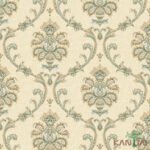 Papel De Parede Poet Chart 3 PT971101R Arabesco Verde Bege