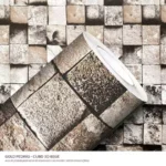 Pedras Cubo 3d Gold Bege